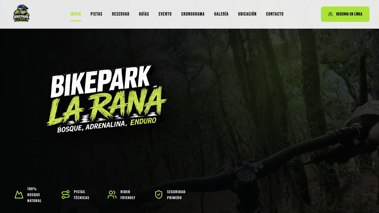 Captura del sitio web de La Rana Bikepark